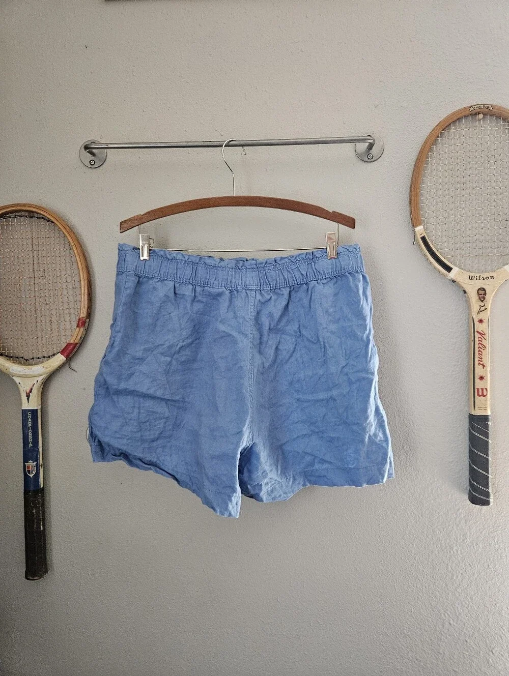Blue Linen Shorts Large 2